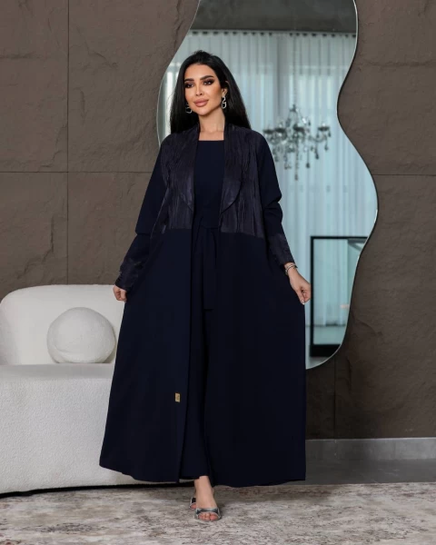 Navy Silk Crepe Abaya IB197 Navy